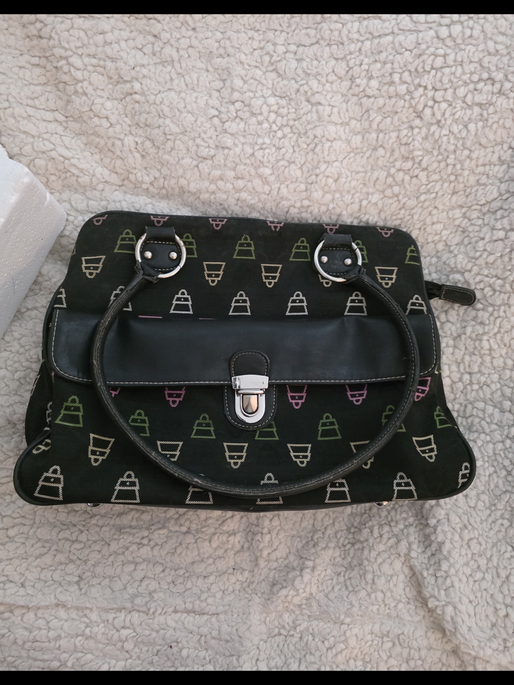 KVZ - Black Shoulder Bag with Multicolor Icon Print - Picture 9 of 9